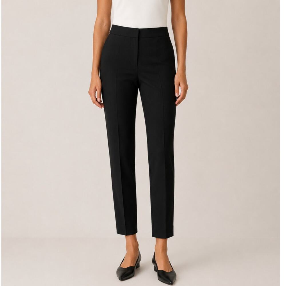 Lafayette 148 New York Gramercy Black Slim Straight Ankle Pants Office Size 12